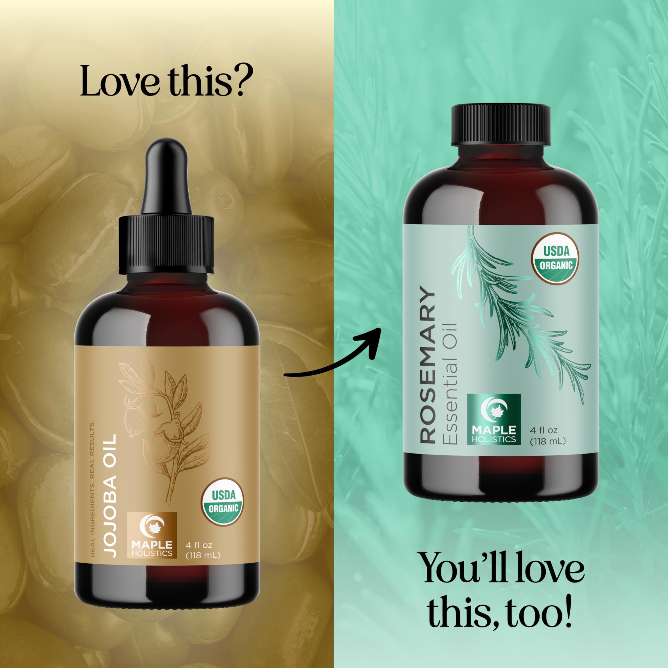 Maple Holistics Jojoba Oil amber bottle signaling premium organic skincare