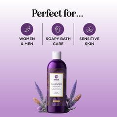 Maple Holistics lavender bubble bath pour captured for relaxing aromatherapy