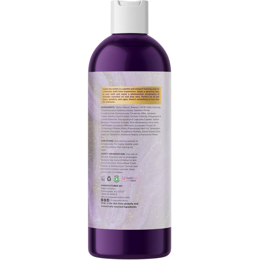 Maple Holistics lavender bubble bath in a cozy bathroom soak