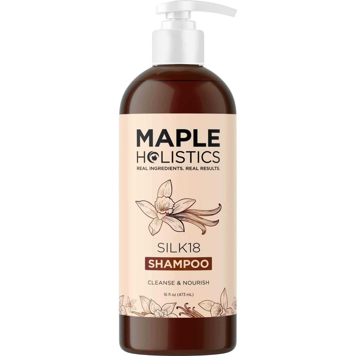 Maple Holistics Moisturizing Shampoo bottle closeupHighlighting hydrating formula for dry hair