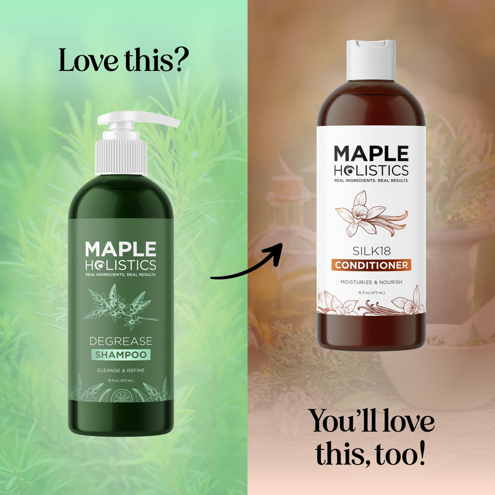 Maple Holistics basil cypress lemon oils ingredient montage for natural cleanse.