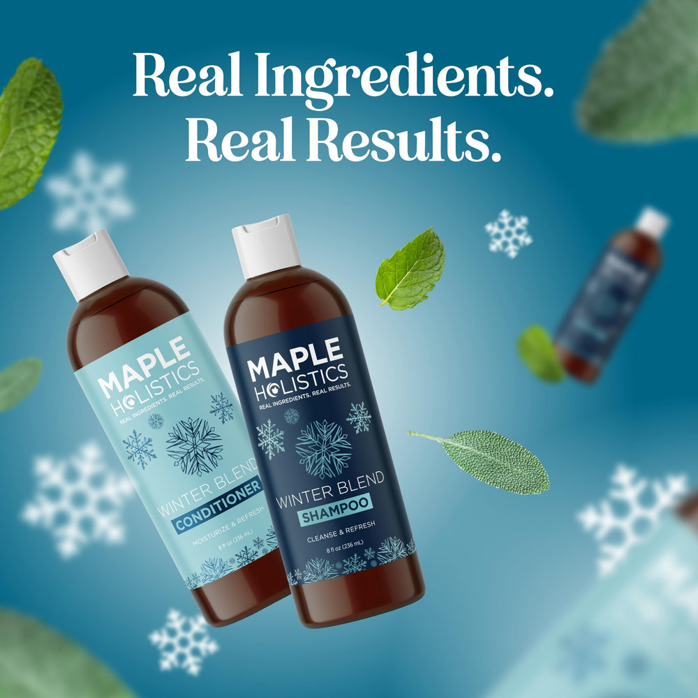 Maple Holistics packaging shot—brand focus and hard water protection messaging.