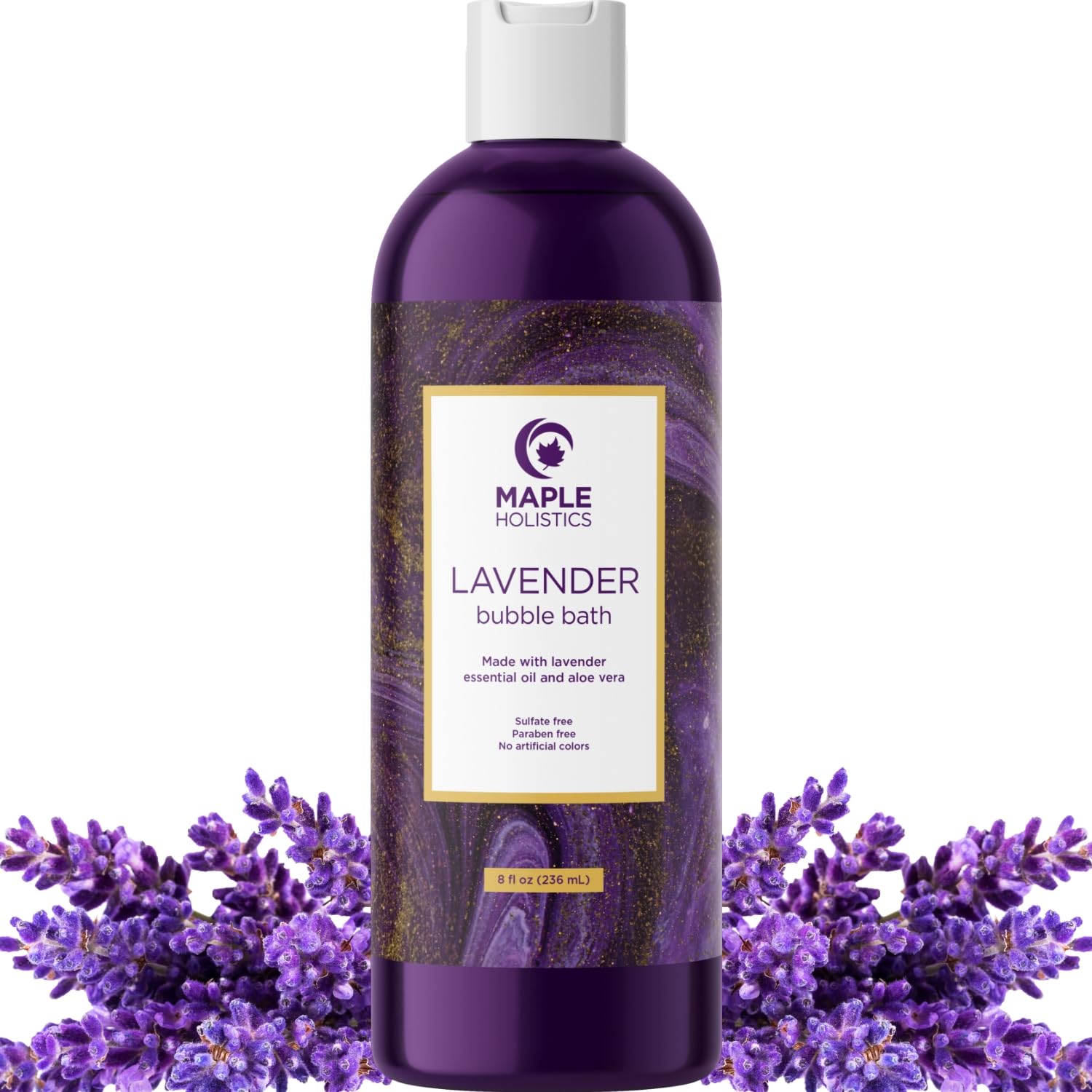 Maple Holistics lavender bubble bath bottle for soothing self-care ritual