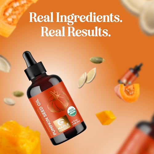 Maple Holistics Pumpkin Seed Oil bottle with dropper for easy use