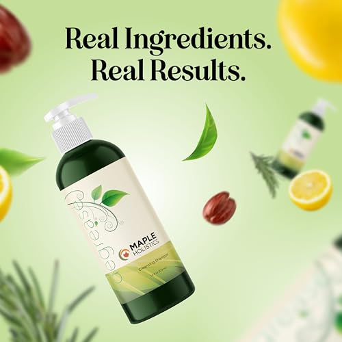 Maple Holistics purifying ingredients close-up showing clean, refreshed hair look.