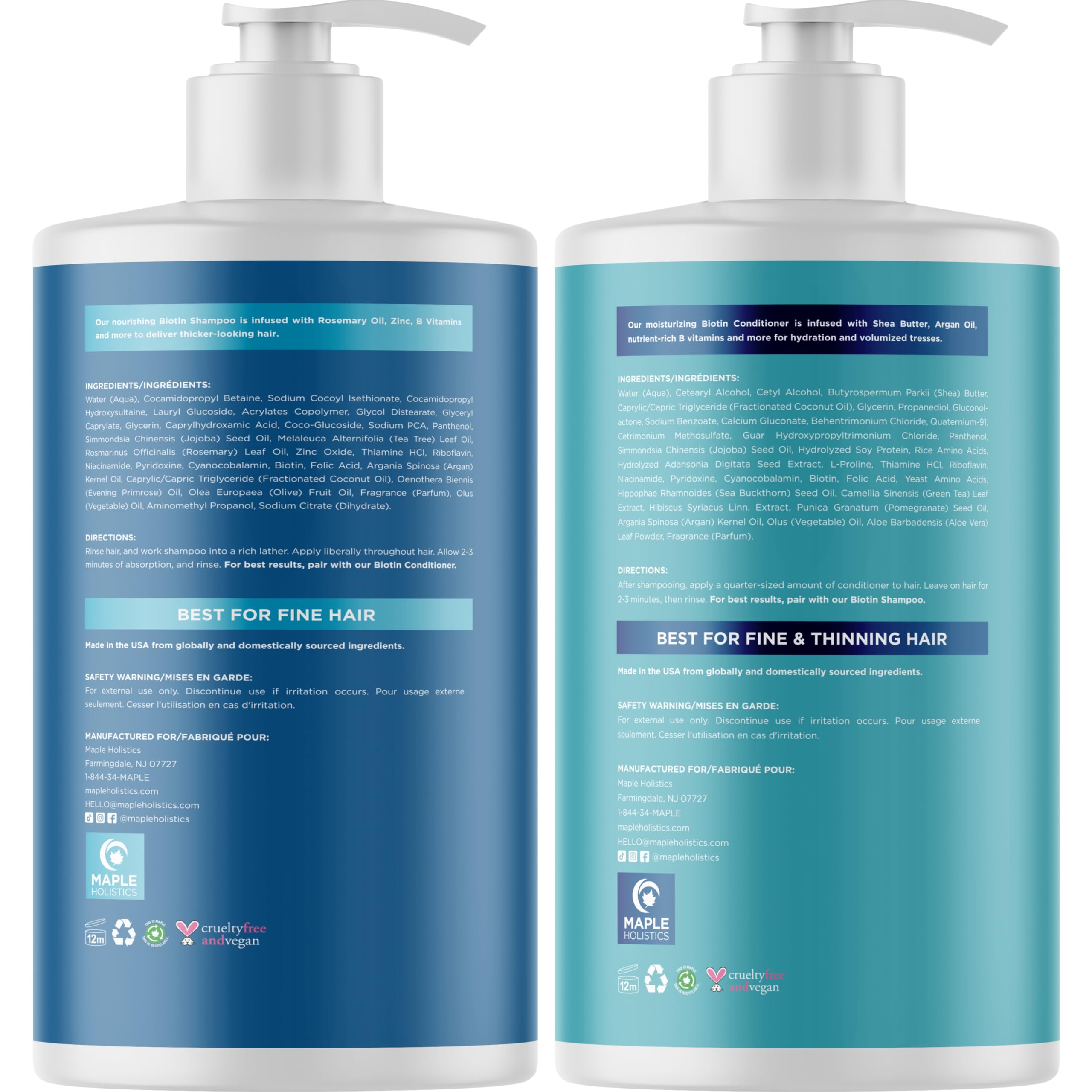 Maple Holistics rosemary biotin set packaging shows a complete thinning-hair care duo.