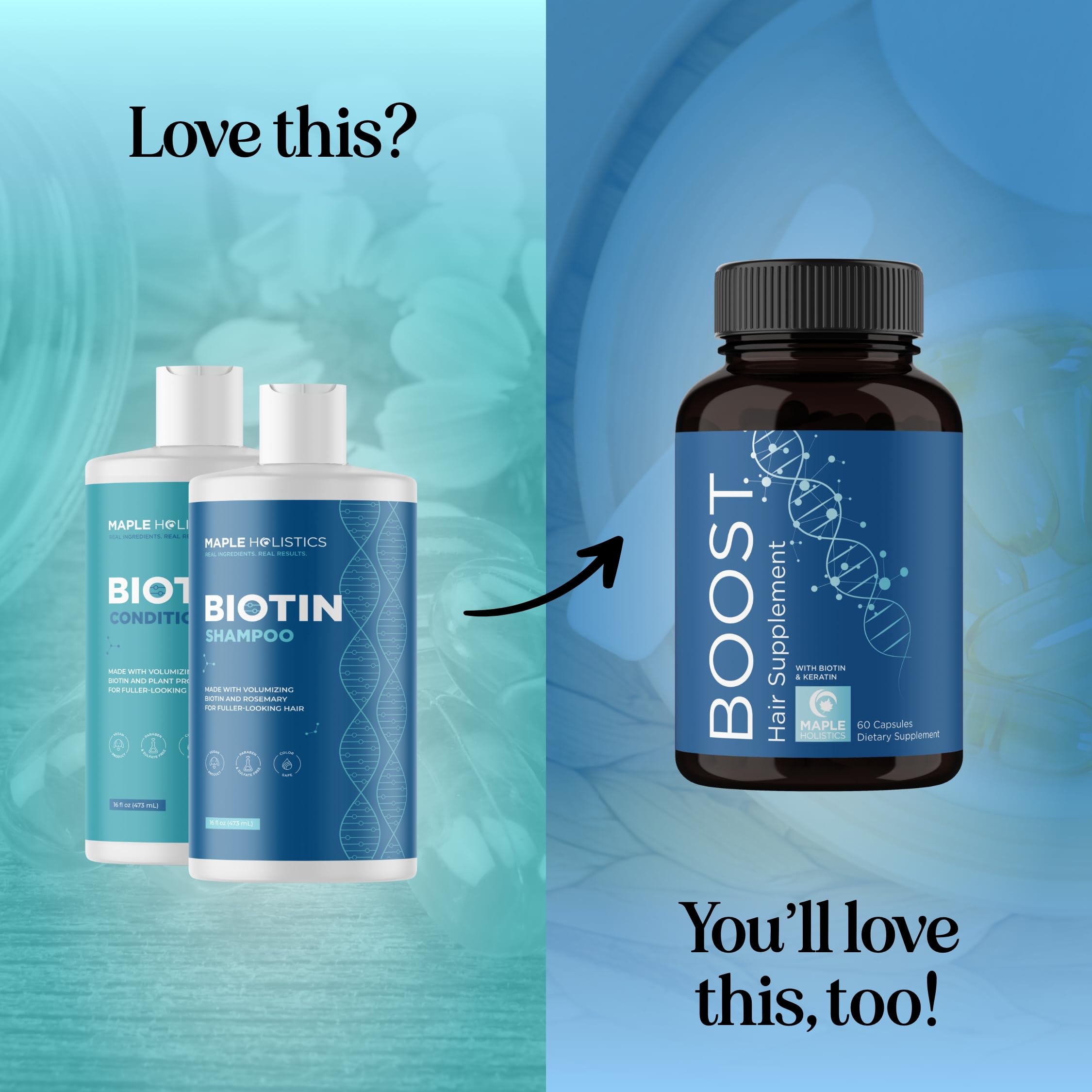 Maple Holistics Rosemary Biotin Shampoo application demonstrates gentle cleansing for thinning hair.
