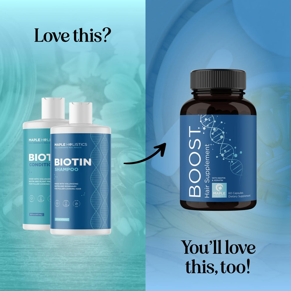 Maple Holistics Rosemary Biotin Shampoo application demonstrates gentle cleansing for thinning hair.
