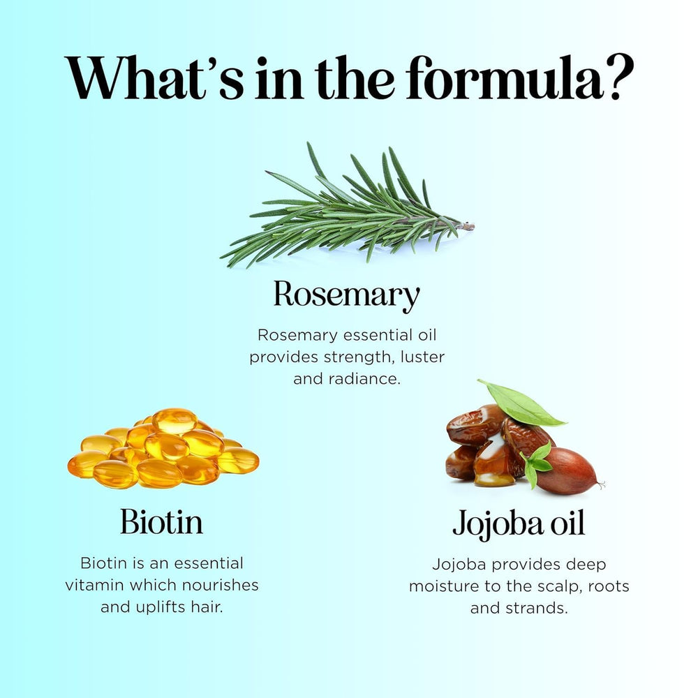 Maple Holistics Rosemary Biotin Shampoo packaging emphasizes sulfate-free, paraben-free, silicone-free color-safe care.