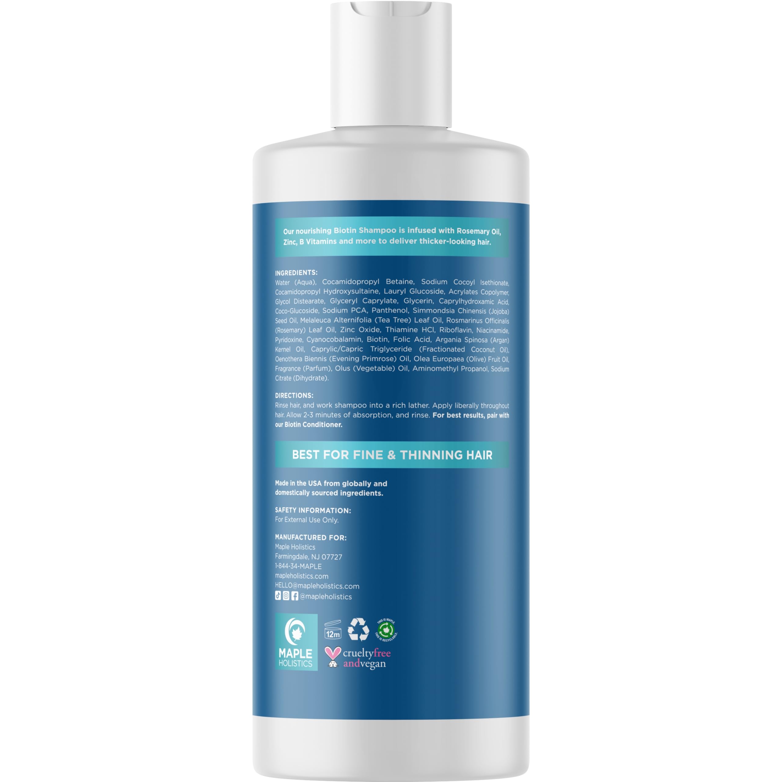 Maple Holistics rosemary biotin shampoo essential oils like tea tree for refreshing scalp feel