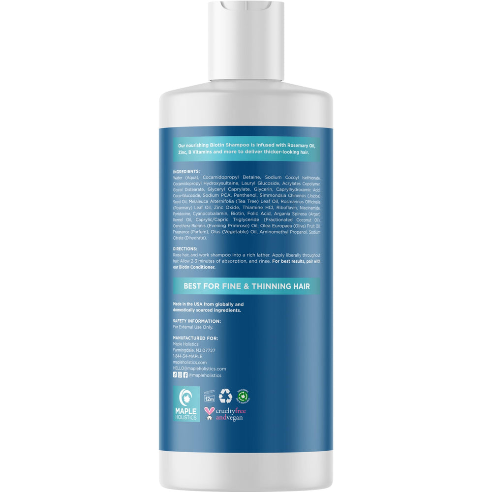 Maple Holistics rosemary biotin shampoo essential oils like tea tree for refreshing scalp feel