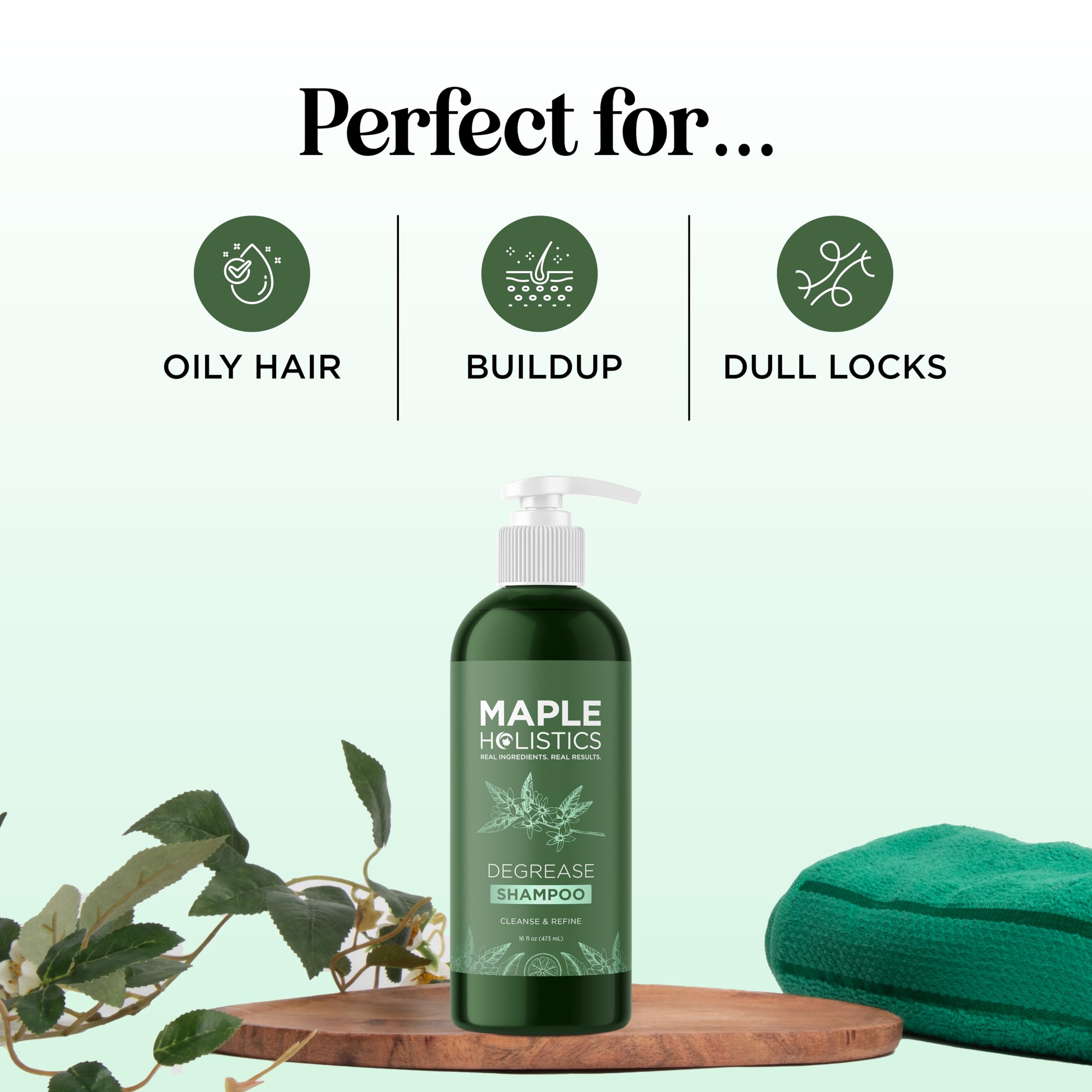 Maple Holistics rosemary oil focus image signaling purifying scalp care.