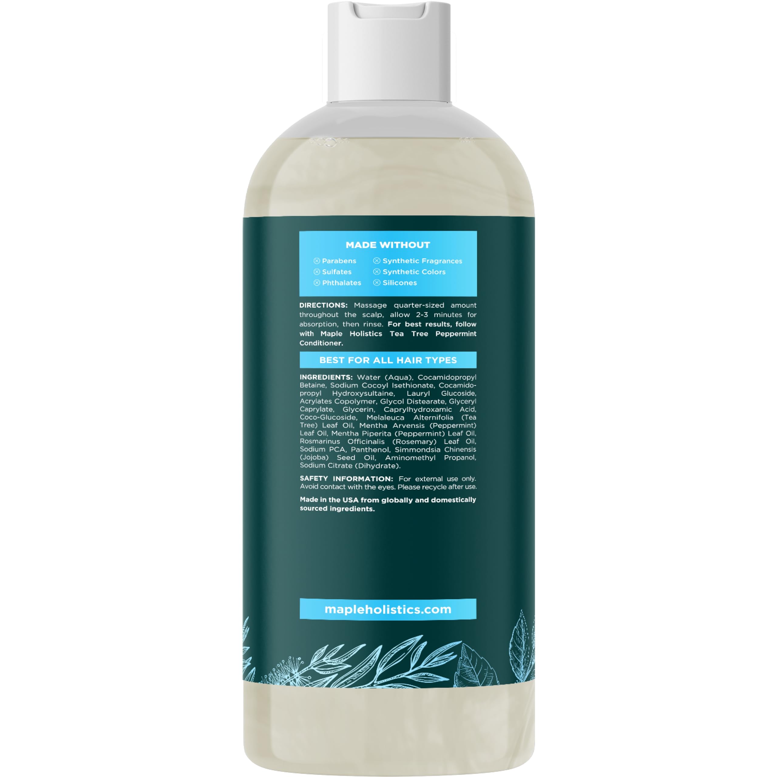 Maple Holistics rosemary tea tree mint leaves to emphasize botanical ingredients
