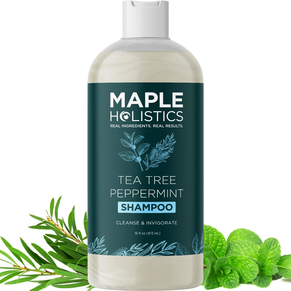 Maple Holistics Rosemary Tea Tree Mint Shampoo bottle for scalp-clearing cleanse