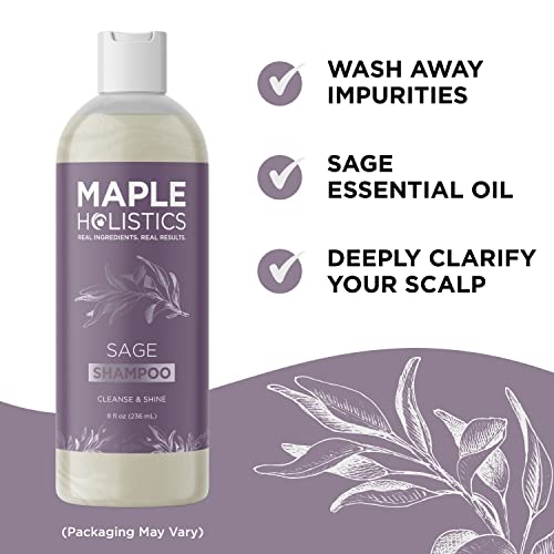 Maple Holistics Sage Rosemary Shampoo clarifying action removes buildup from oily hair.