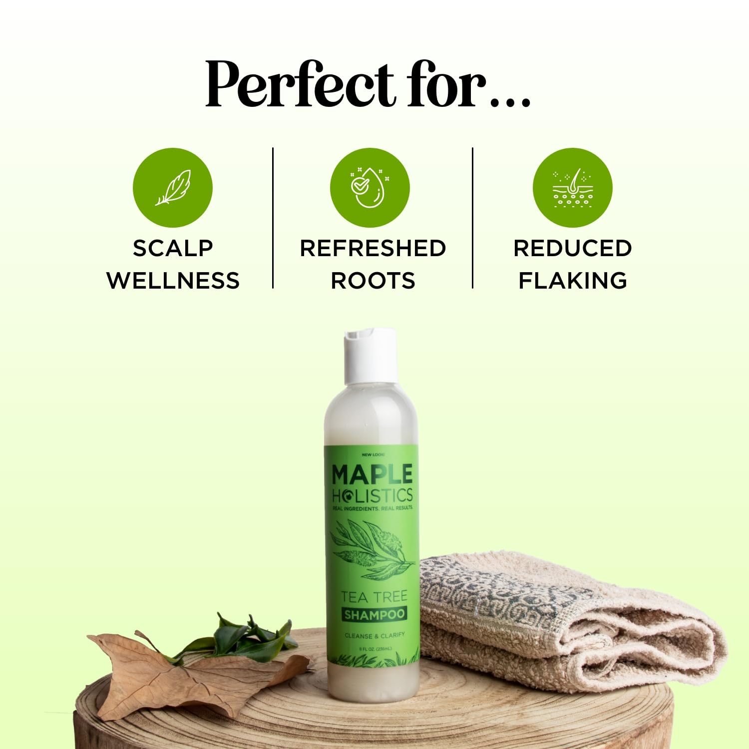 Maple Holistics scalp care routine closeup suggests a healthy cleanse ritual