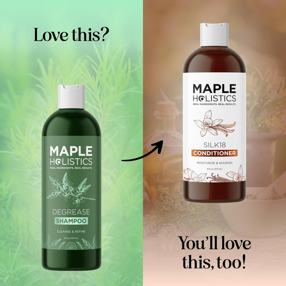 Maple Holistics scalp closeup shows clean pores and balanced appearance.