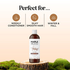 Maple Holistics Silk Protein Conditioner ingredients label featuring shea butter and argan oil for nourishment