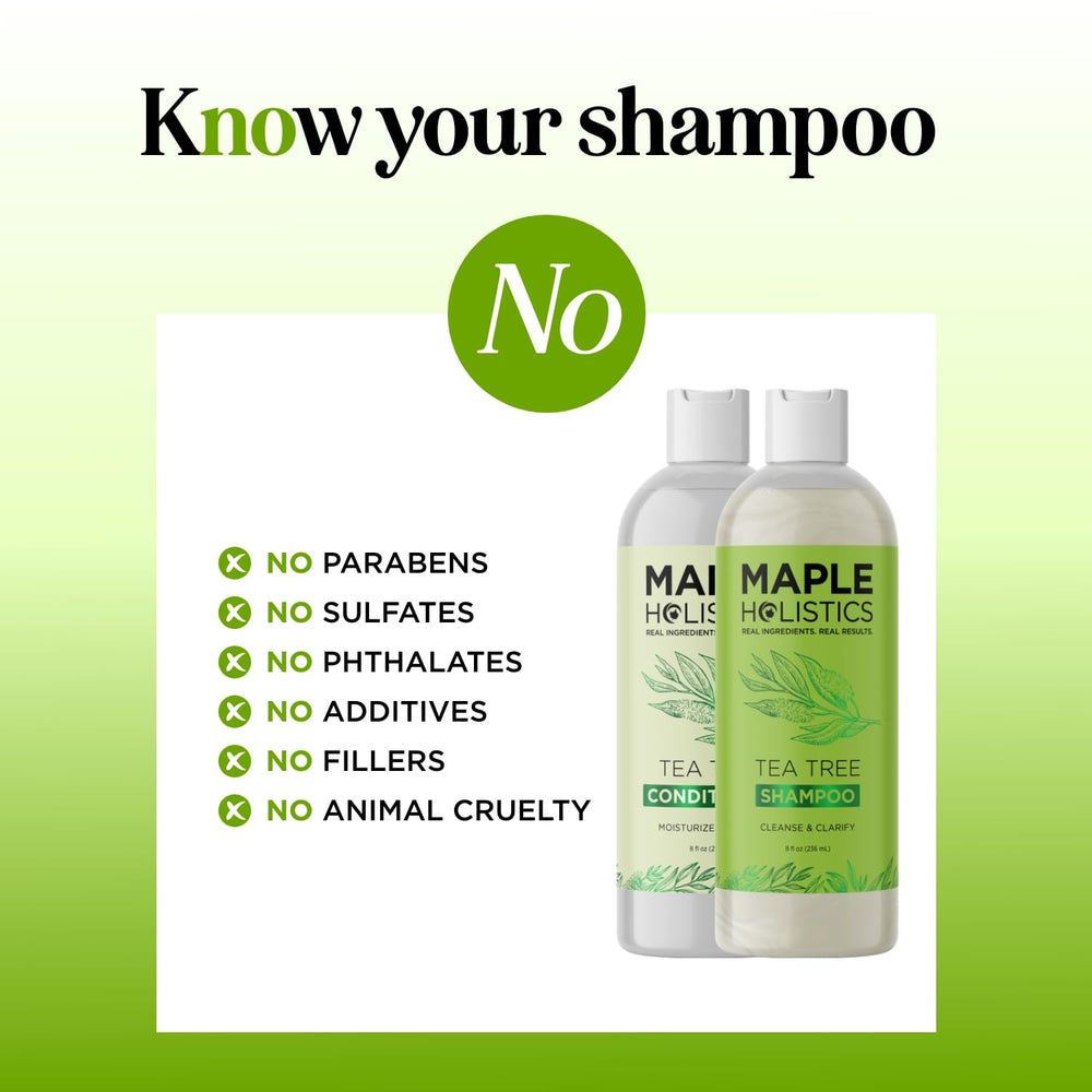 Maple Holistics sulfate-free clarifying shampoo scene emphasizing buildup removal