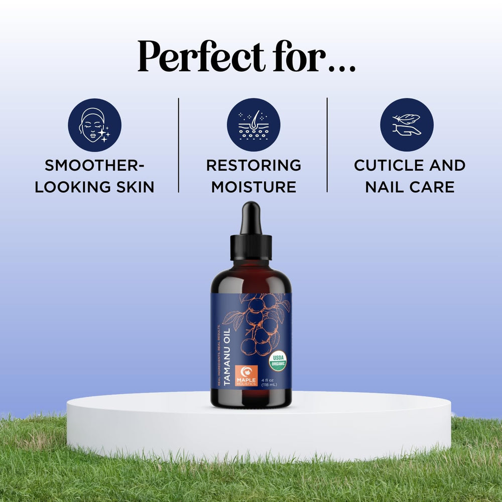 Maple Holistics Tamanu Oil applied to hair for lightweight moisture