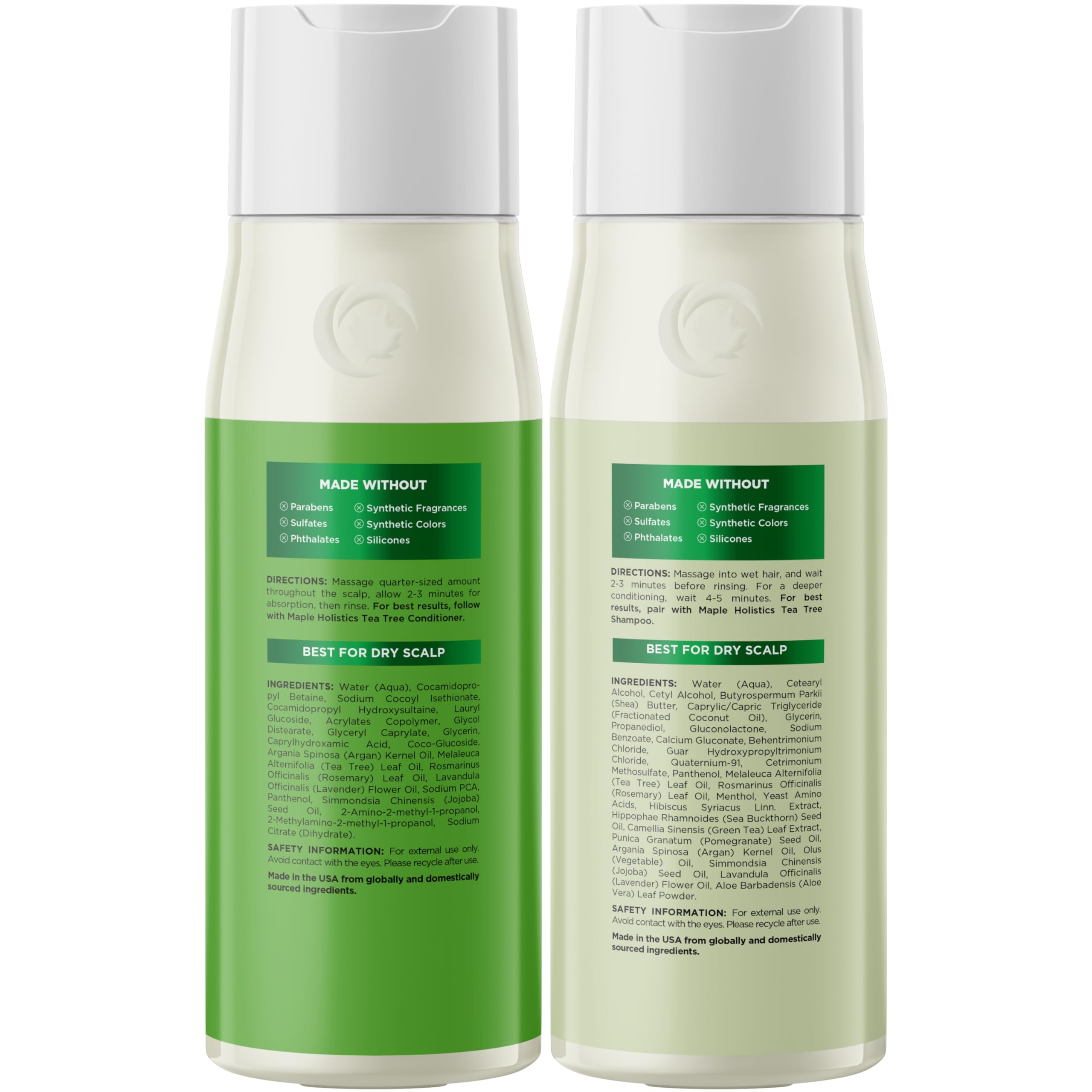 Maple Holistics Tea Tree Conditioner close-up with lavender and shea butter for nourishing shine.