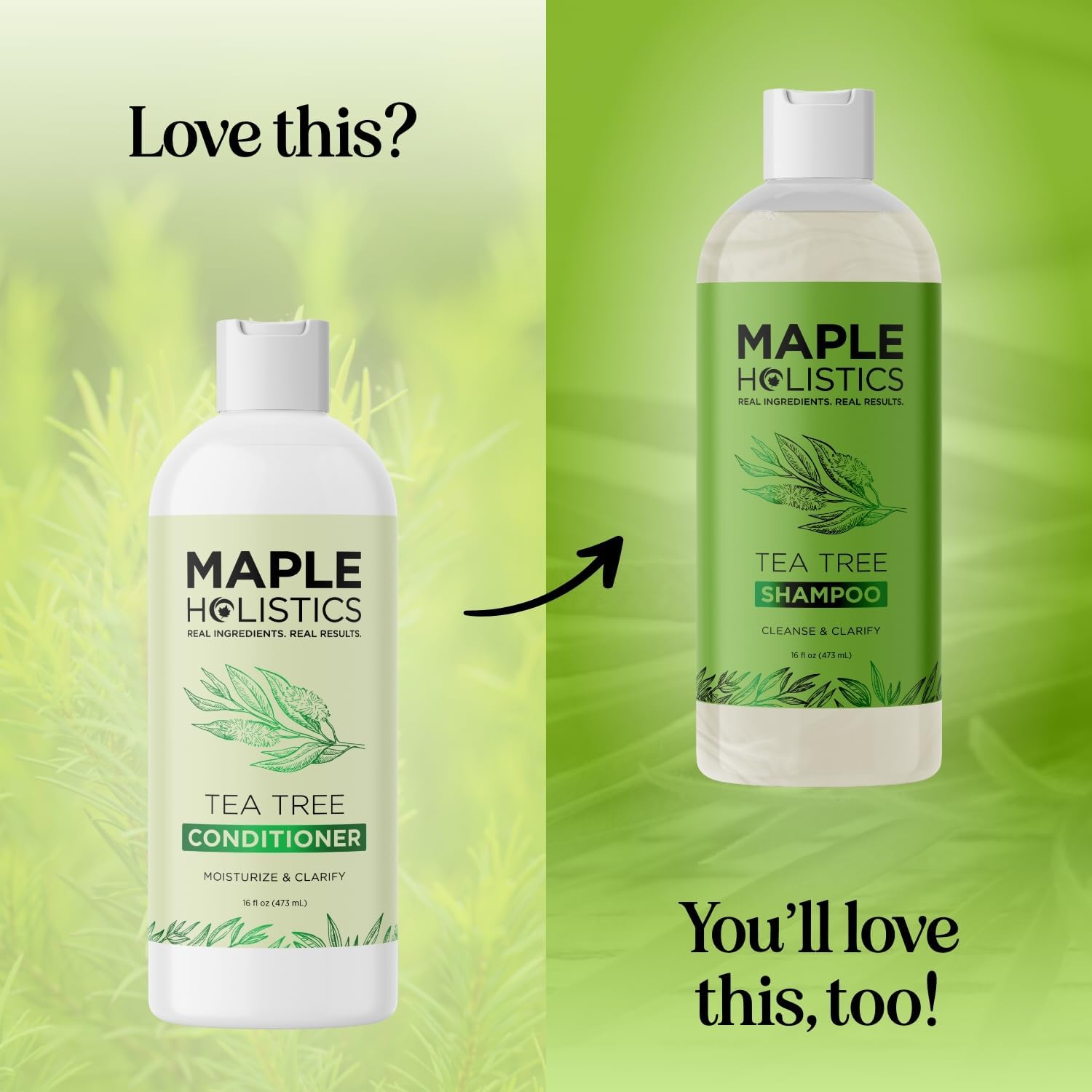 Maple Holistics Tea Tree Conditioner applied to damp hair showing even distribution.