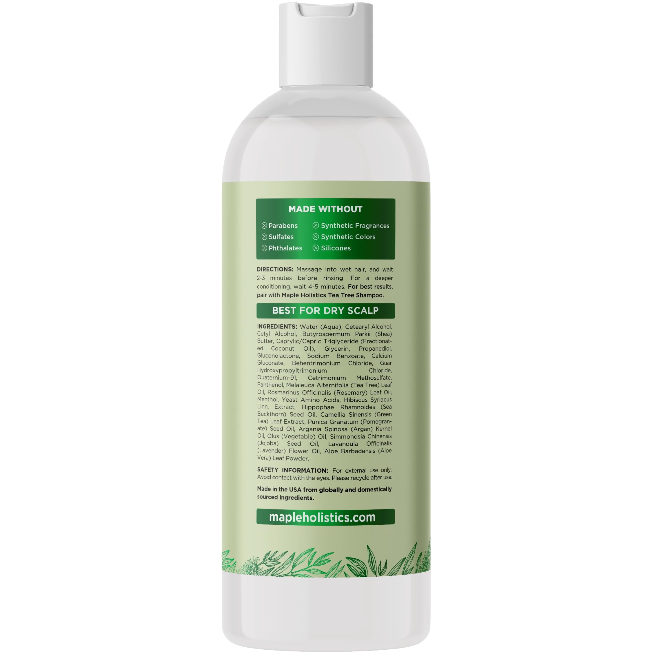 Maple Holistics Tea Tree Conditioner ingredients lavender highlighting calming scalp care
