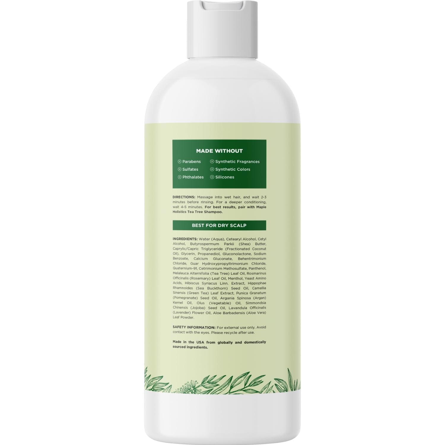 Maple Holistics Tea Tree Conditioner pump bottle ready for daily use on hair.