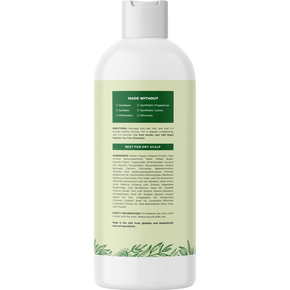 Maple Holistics Tea Tree Conditioner pump bottle ready for daily use on hair.