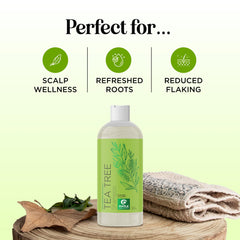 Maple Holistics tea tree rosemary oil drops close-up for invigorating scalp cleanse.