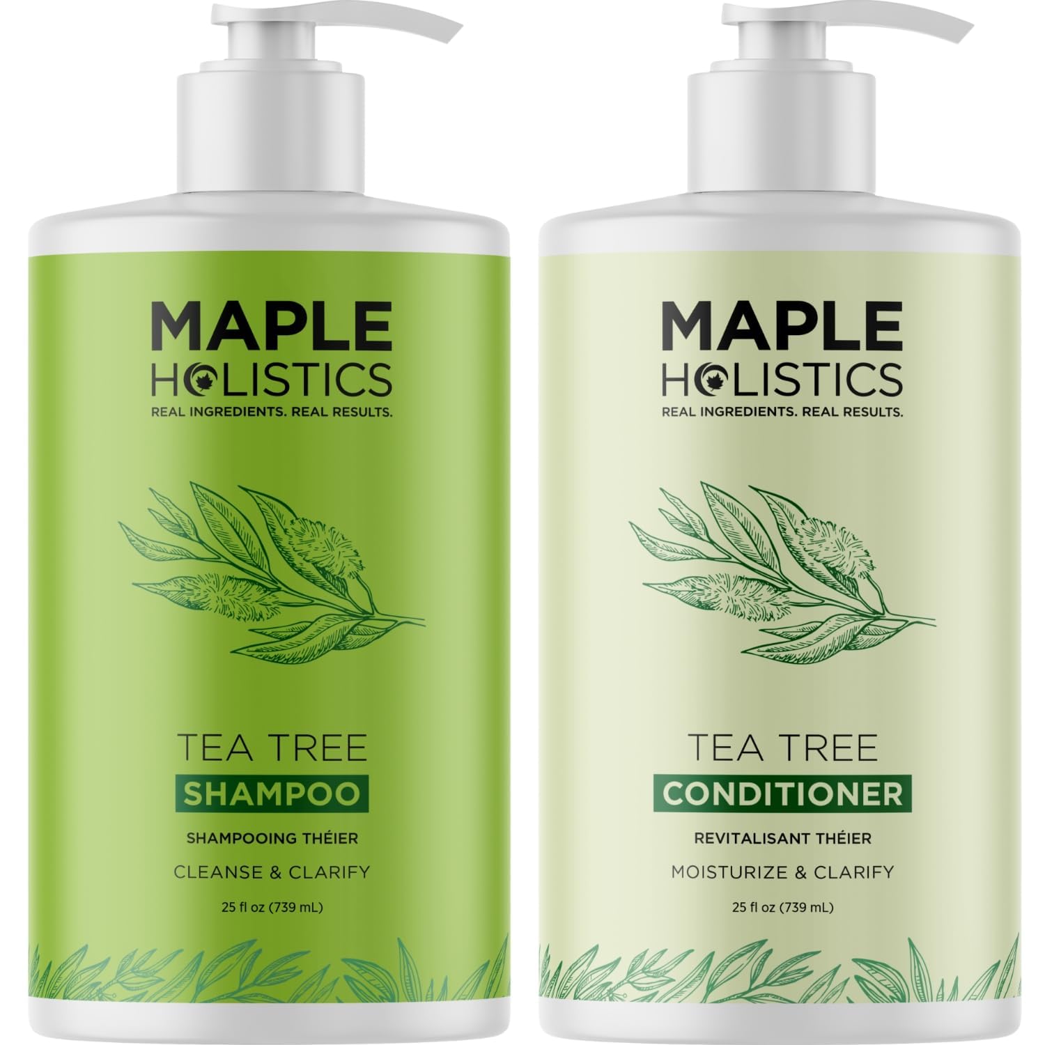 Maple Holistics Tea Tree Shampoo bottle for refreshing oil control on an oily scalp