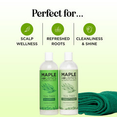 Maple Holistics Tea Tree Shampoo label closeup with sulfate-free formula