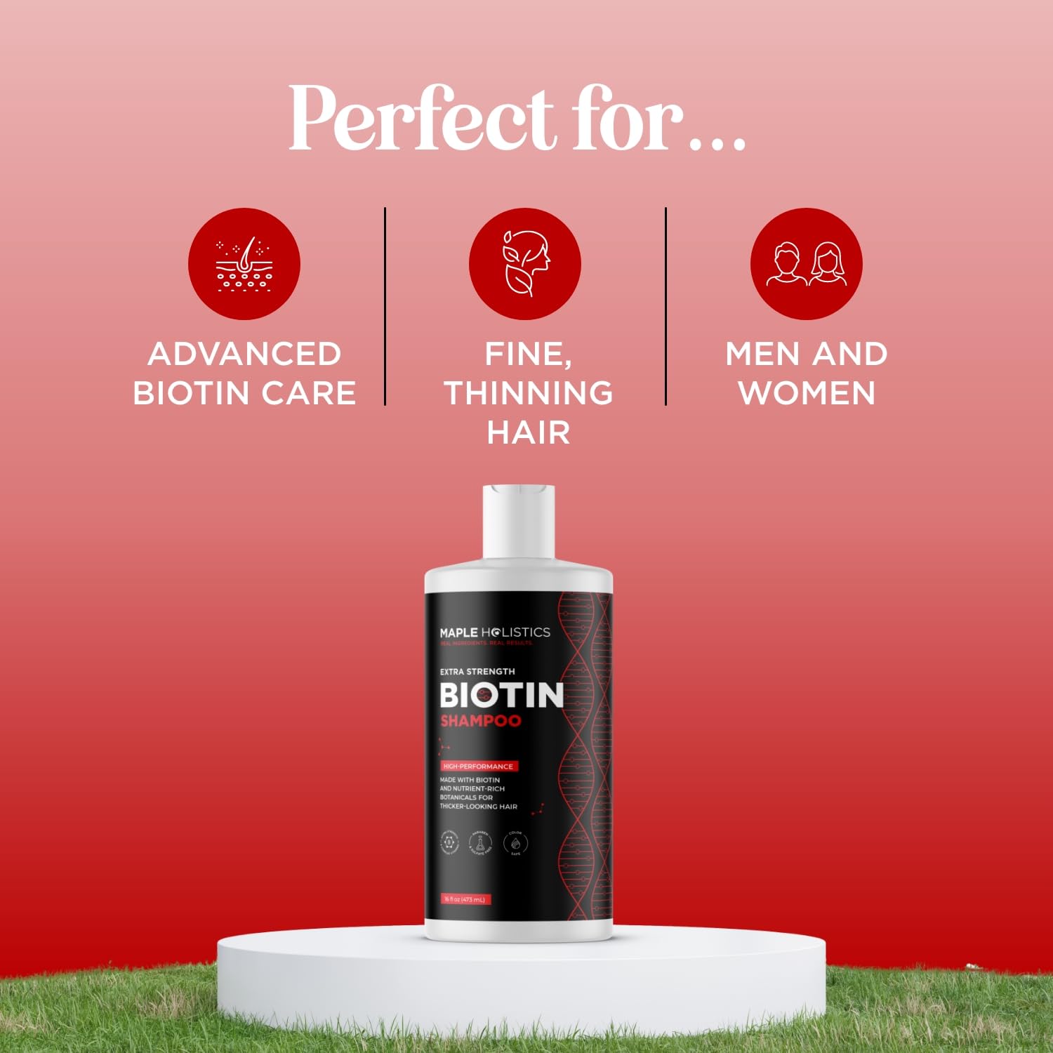 Maple Holistics Ultra Biotin Shampoo dry scalp scene with jojoba oil