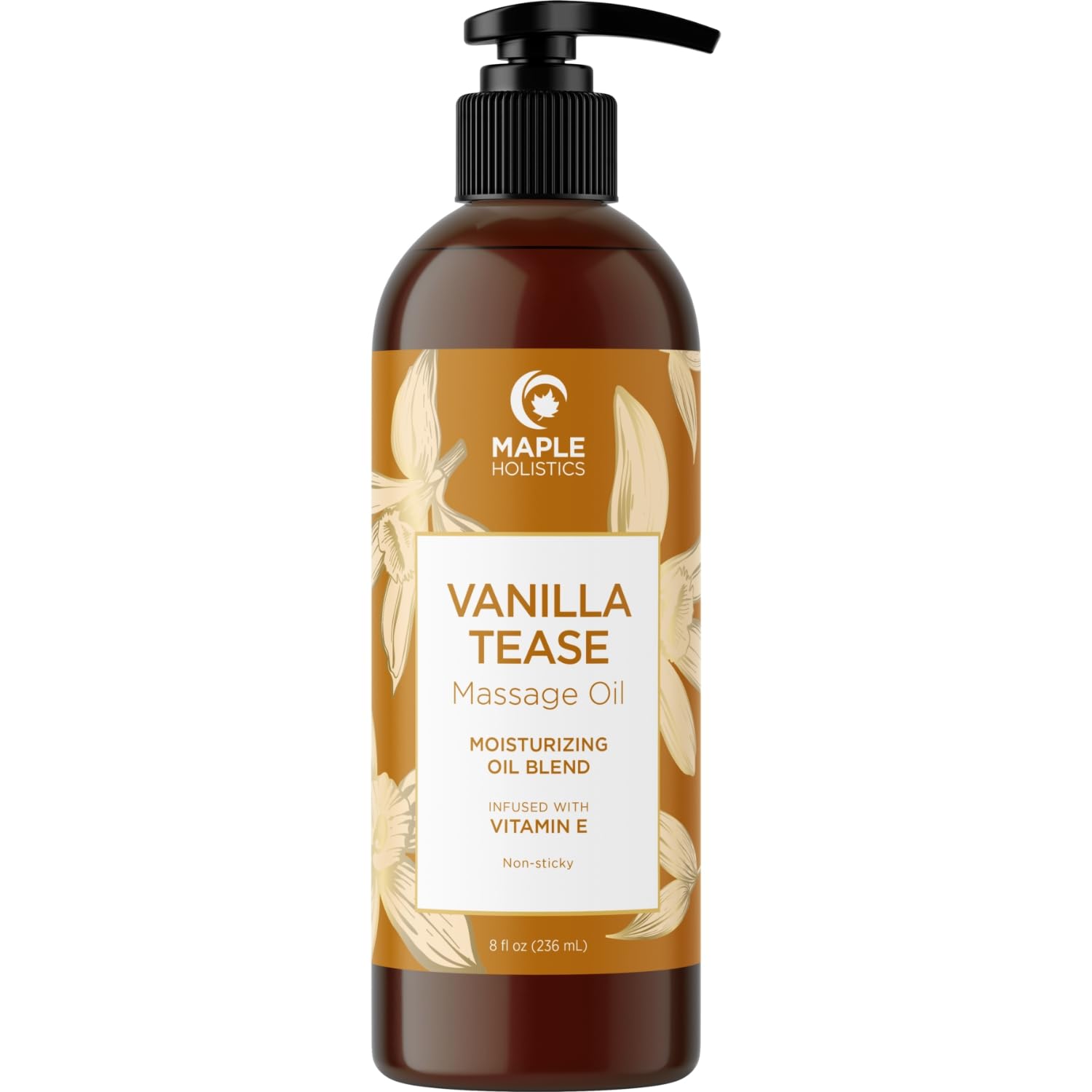 Maple Holistics vanilla sensual massage oil bottle gliding smoothly for a romantic massage