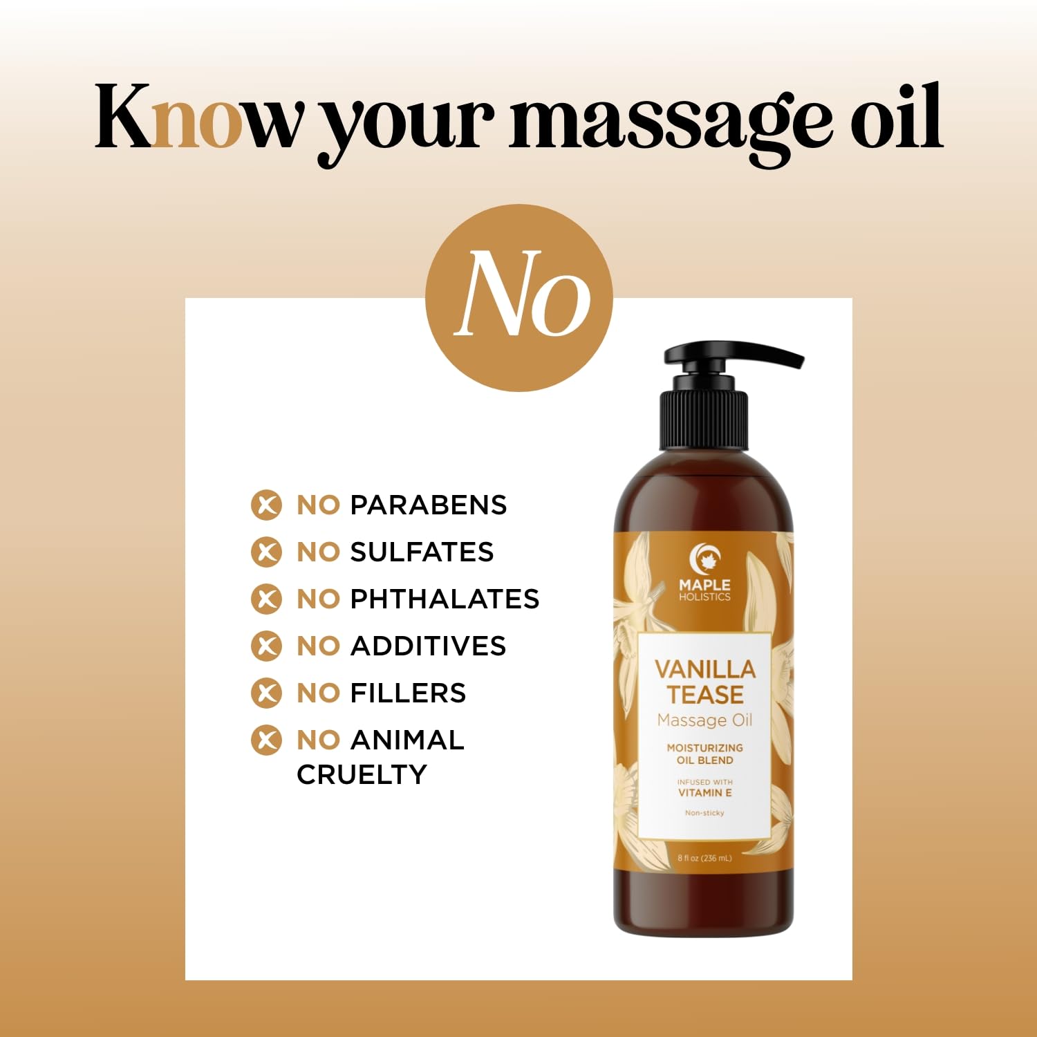 Maple Holistics vegan cruelty-free non-GMO massage oil for clean beauty