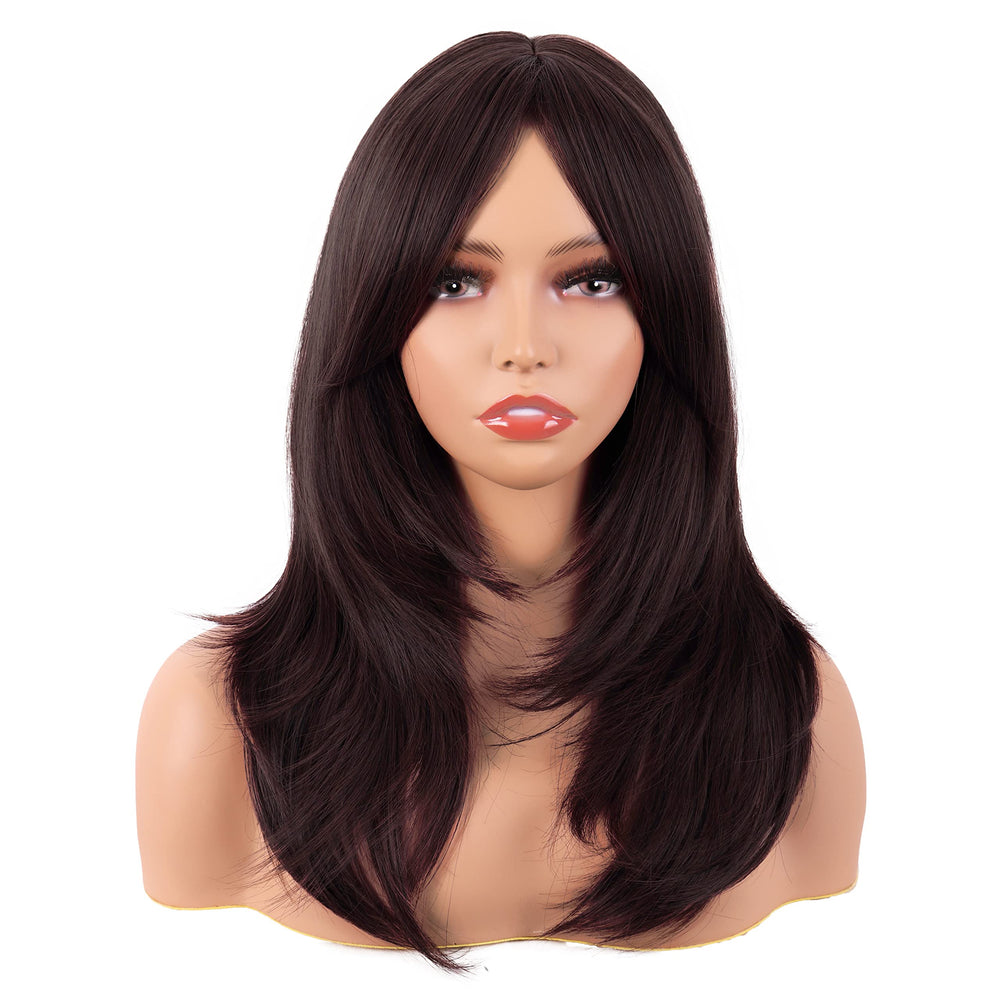 MapofBeauty 20-inch layered wig front view for everyday stylish wear with natural shine.