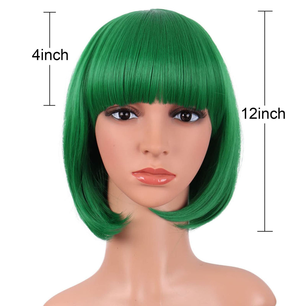 MapofBeauty bob wig green cap inside reveals adjustable cap for secure wear
