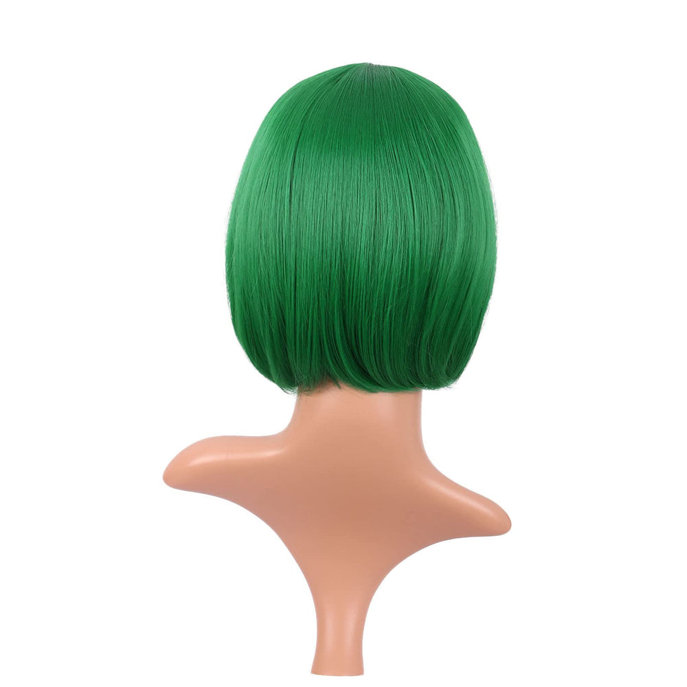 MapofBeauty bob wig green closeup fiber captures shine and heat-resistant texture
