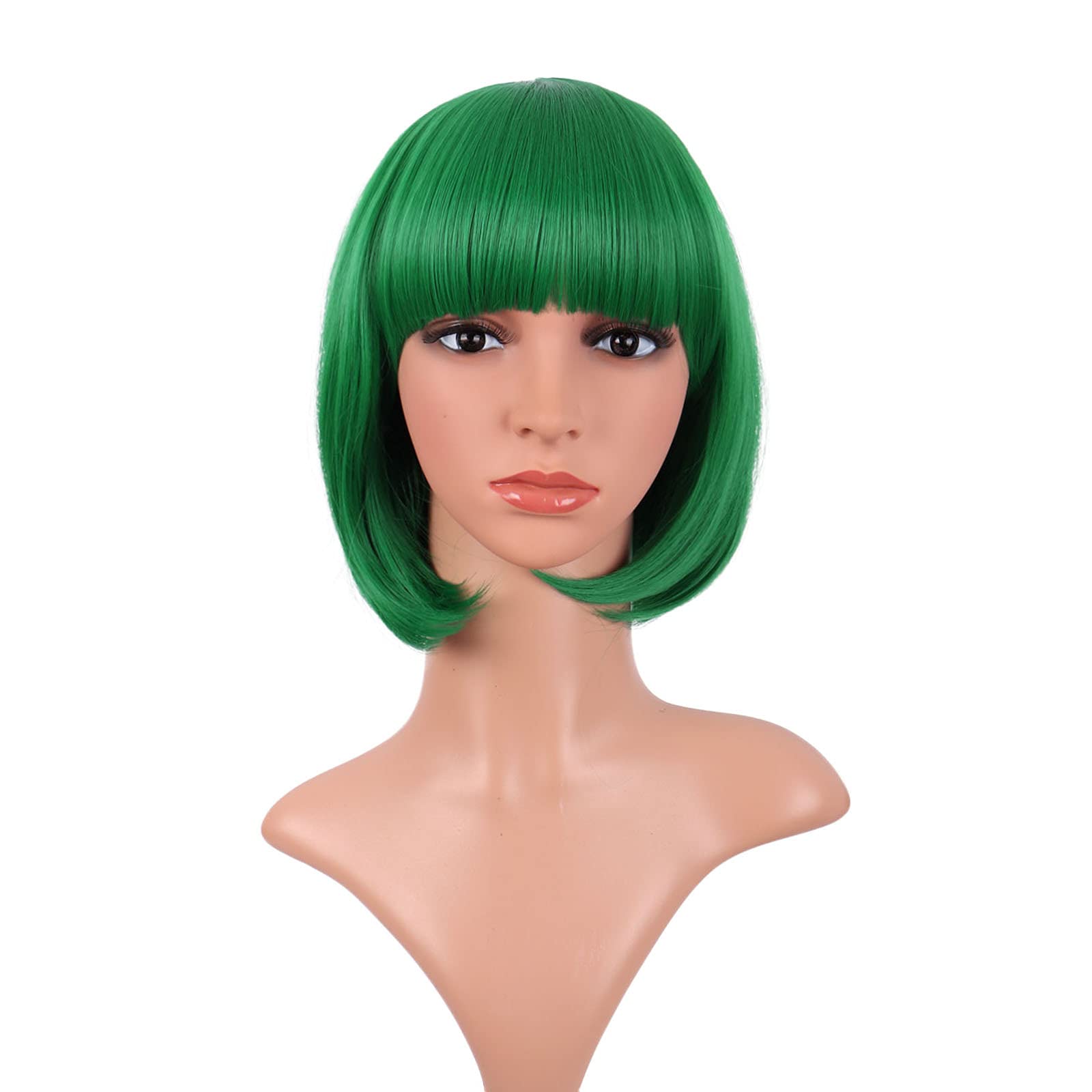 MapofBeauty bob wig green front view showcases everyday style