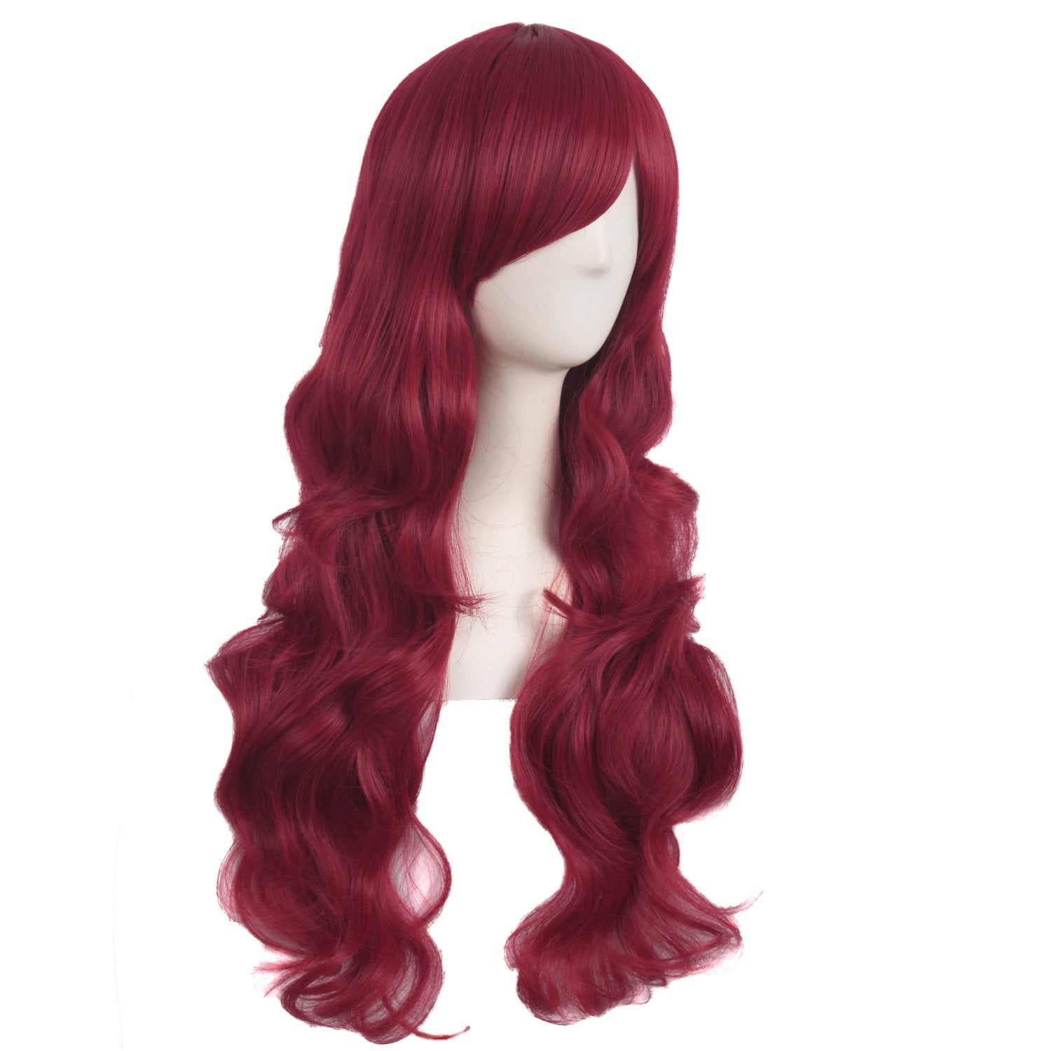 MapofBeauty long curly wig red highlights natural bounce for versatile styling.