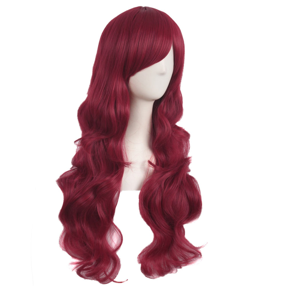 MapofBeauty long curly wig red highlights natural bounce for versatile styling.