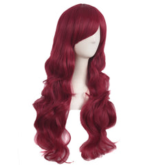 MapofBeauty long curly wig red highlights natural bounce for versatile styling.