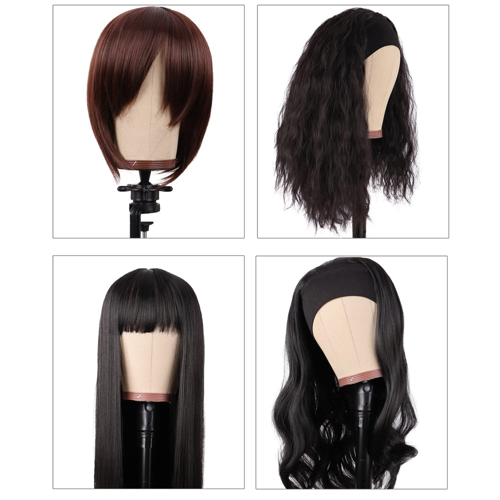 MapofBeauty brown wig head on cork canvas for hands-on styling