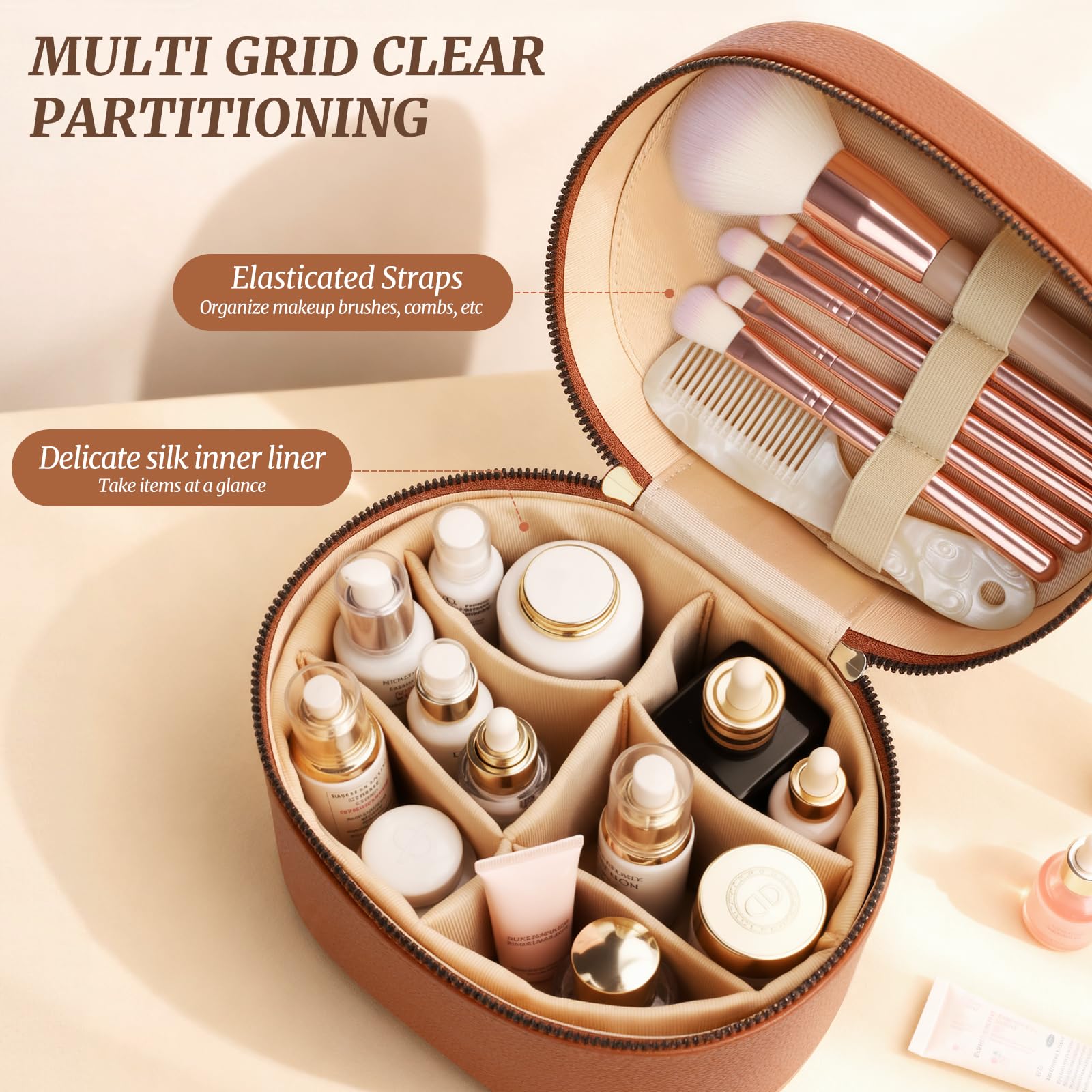 MaqSacion makeup case bottle upright design prevents leaks for tidy packing