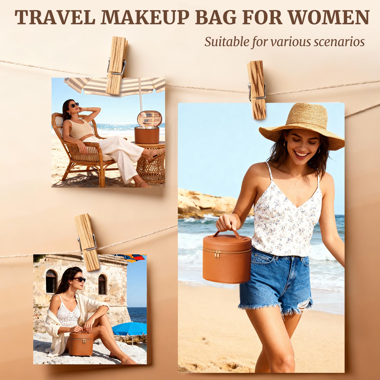 MaqSacion makeup case top-handle enables easy carry on the go
