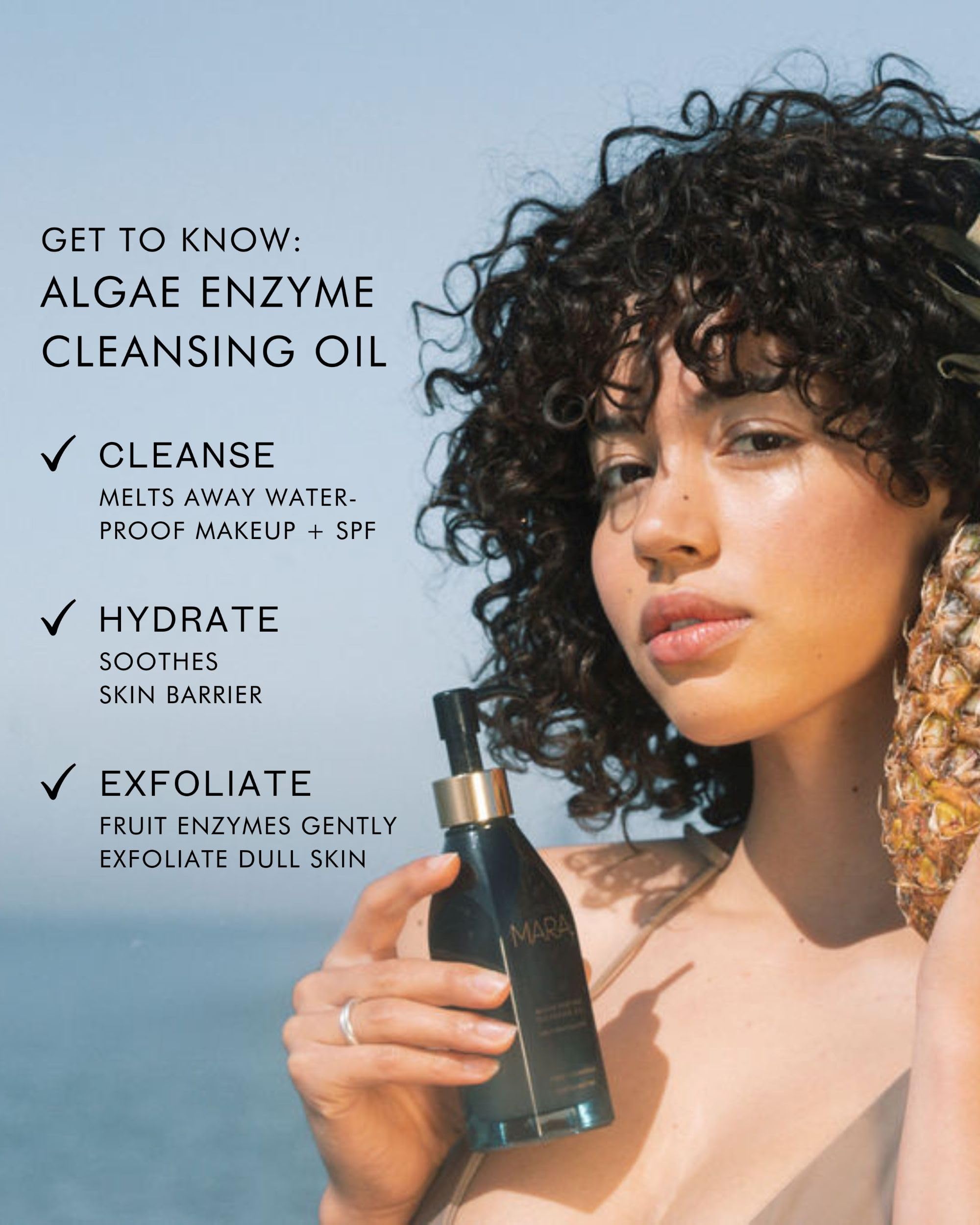 MARA Chia Moringa Algae Enzymes application demonstrates nourishing cleansing and skin-softening.