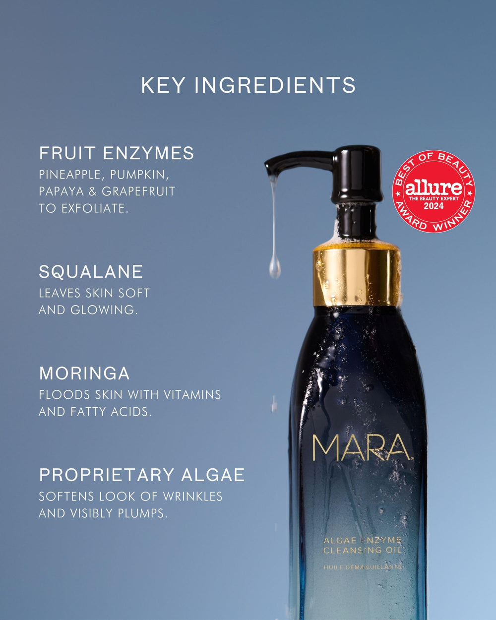 MARA Ingredients display with algae blend, chia and moringa for nourishment.