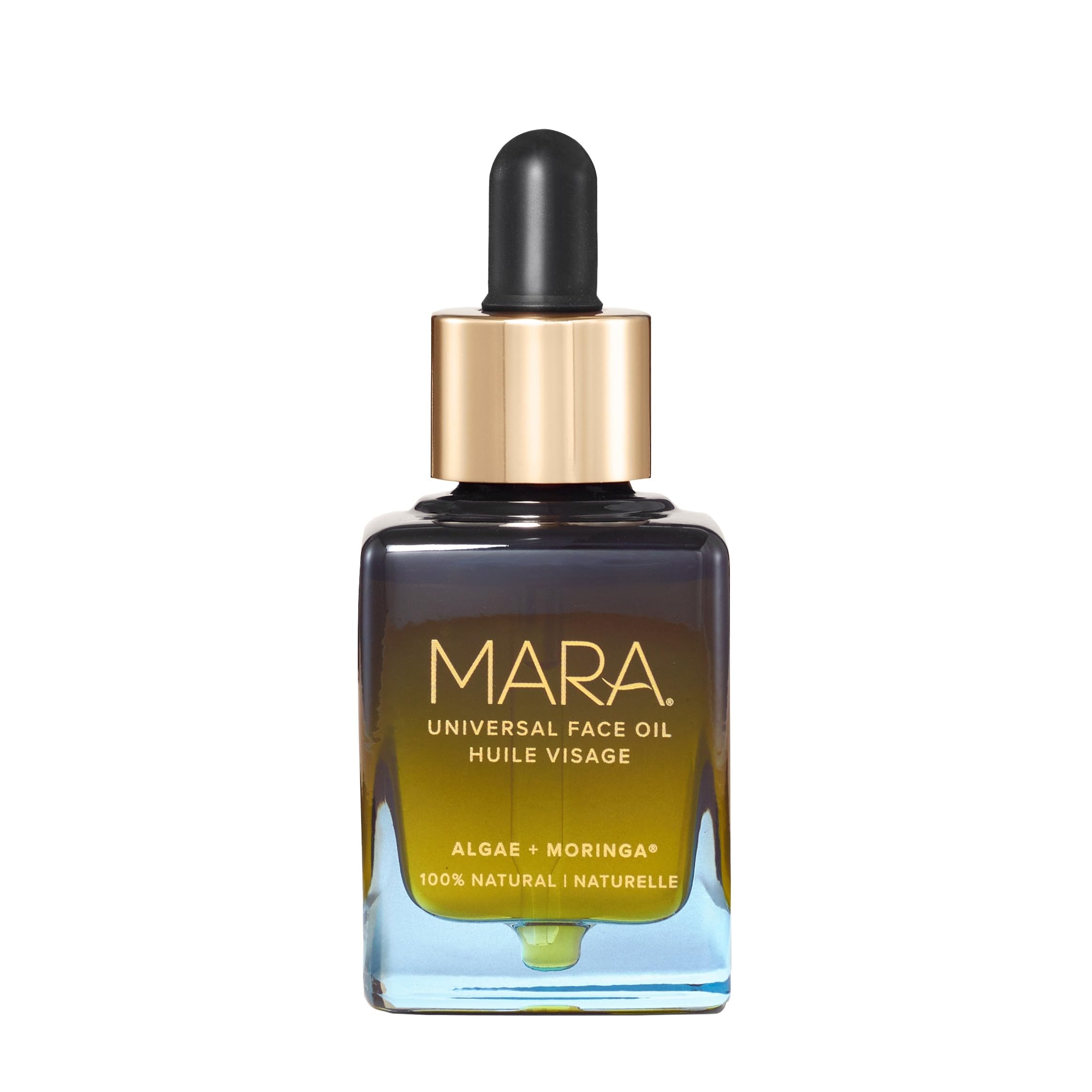 MARA Universal Hydrating Face Oil bottle pour demonstrates hydrating action for all skin types
