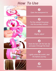 Marbe hair braider demonstrates 360 degree rotation with safe hair handling