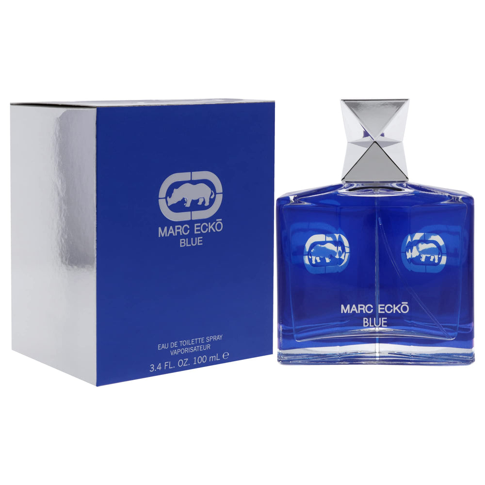 Marc Ecko Blue lifestyle shot suggests confident daytime scent for casual events